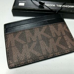 MICHAEL KORS Men's Card Wallet BLK/BRN MK Jet Set Collection BRAND-NEW w/tag